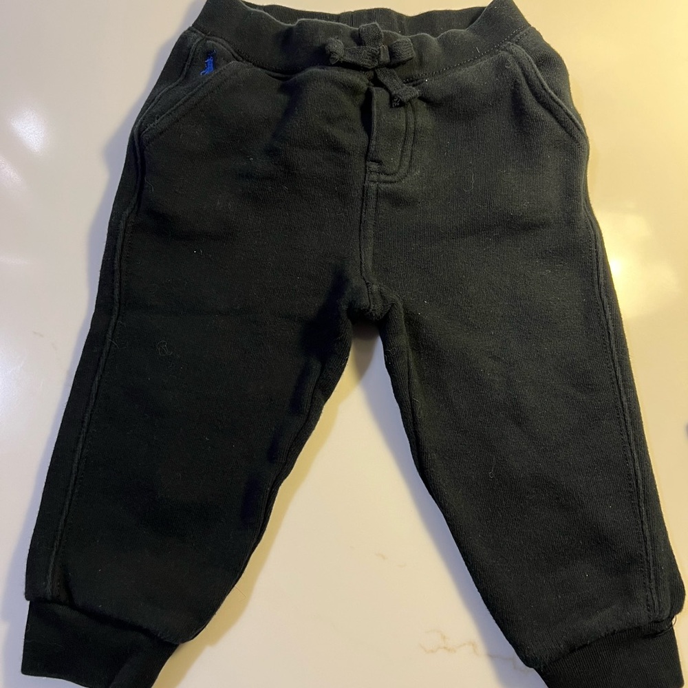Ralph Lauren Blue Skiing Polo Bear long sleeve T-Shirt with black sweatpants 18m - Picture 4 of 10